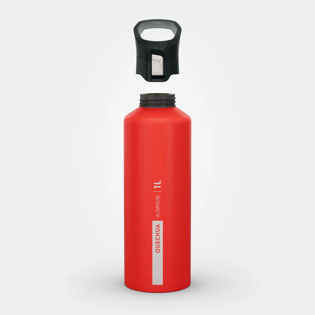 1 L aluminium water bottle with quick opening cap for hiking