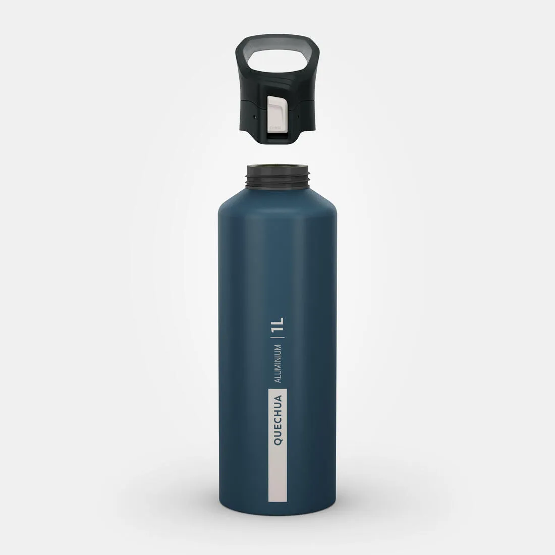 1 L aluminium water bottle with quick opening cap for hiking