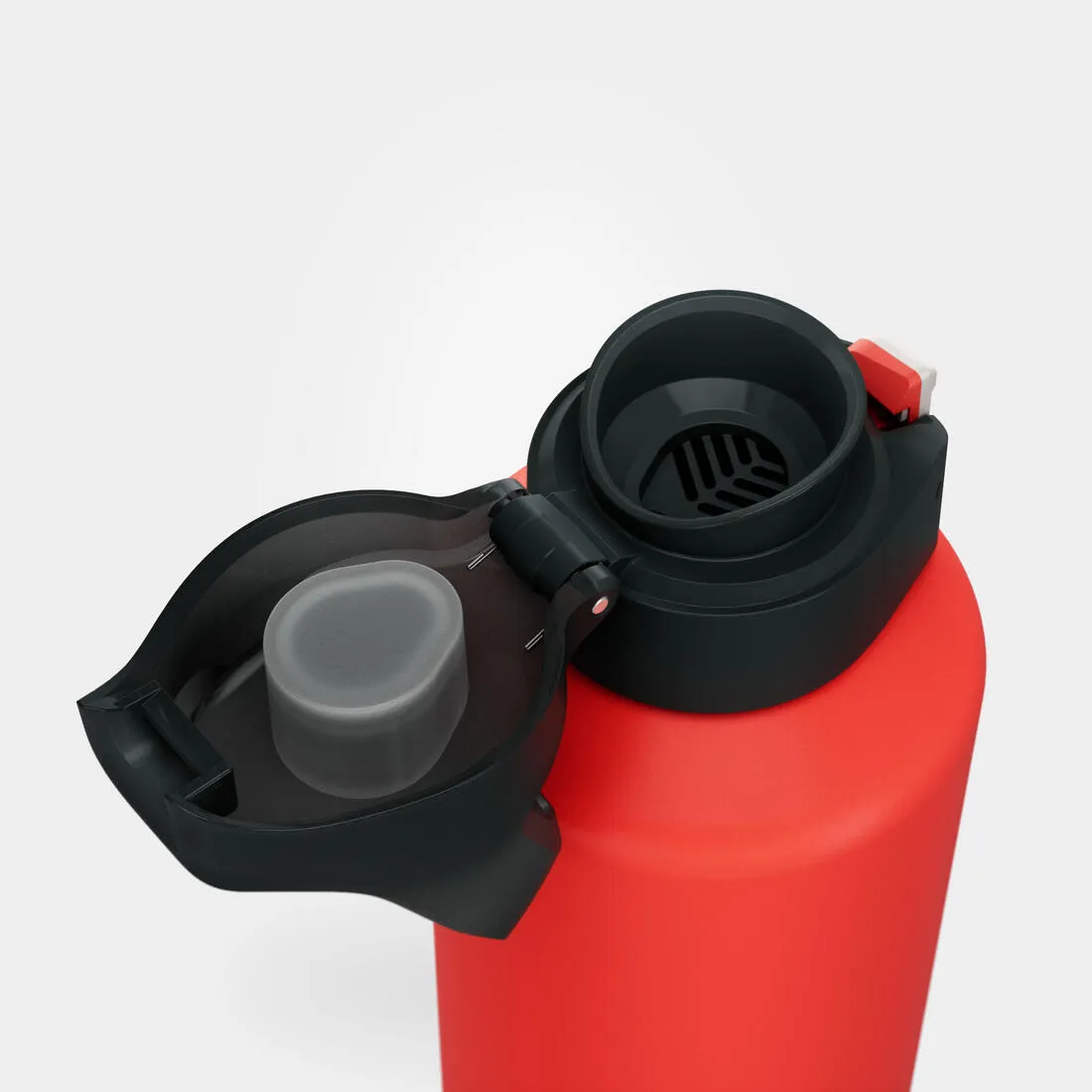 1 L aluminium water bottle with quick opening cap for hiking