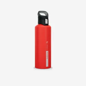 1 L aluminium water bottle with quick opening cap for hiking