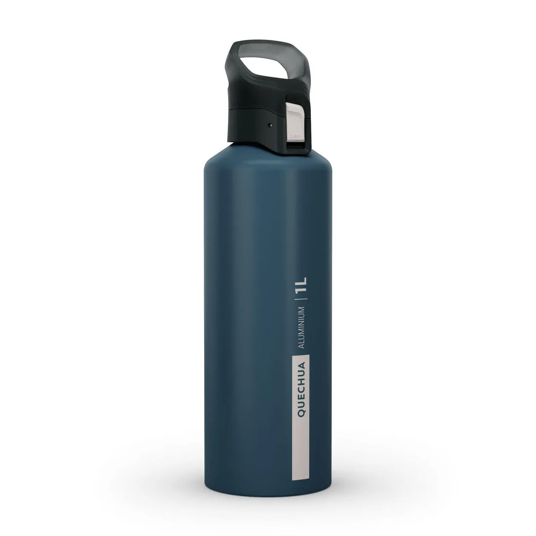 1 L aluminium water bottle with quick opening cap for hiking