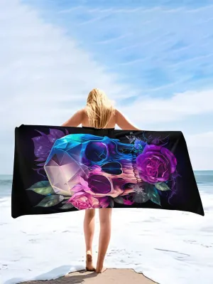 1 Piece, 75CM * 150CM Beach Towel, Colorful Flower Skull Print Outdoor Beach Towel, Beach Beach Towel, Beach Sunscreen Towel, Beach Towel, Durable, High-Quality, Unisex, Age Compatible, Machine Washable