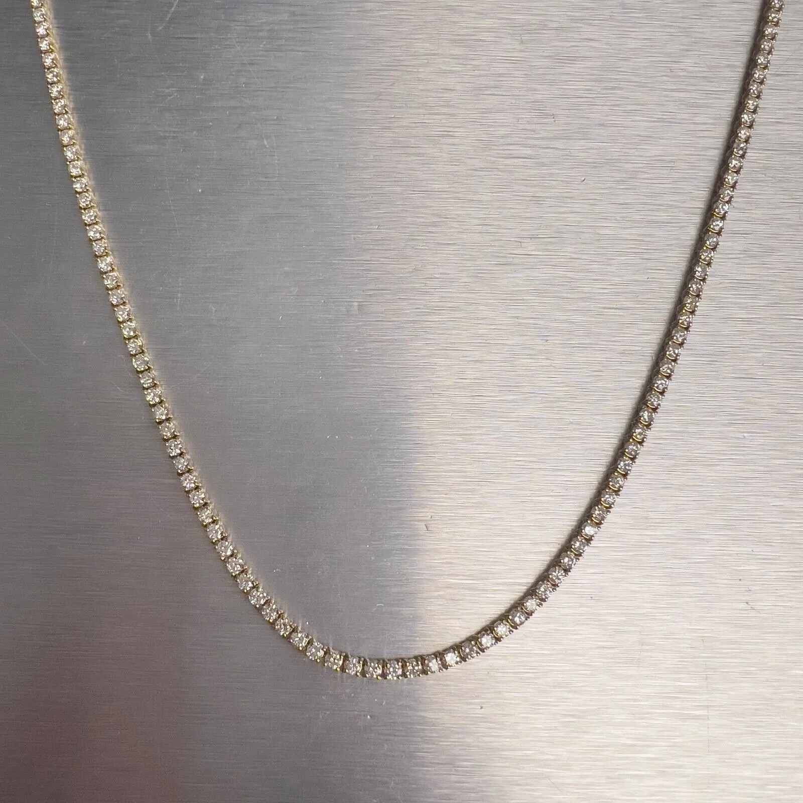 14k Yellow Gold Diamond Tennis Necklace 8.50ctw G SI1 18.25"