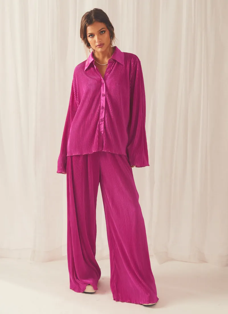 90s Muse Plisse Pants - Magenta