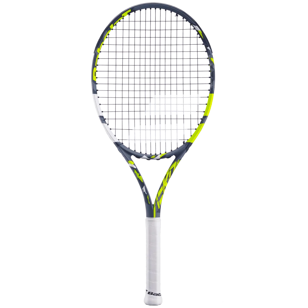 Babolat Pure Aero Alcaraz 250gm GRIP (1) JUNIOR 26 GRAPHITE Strung With Cover Yellow Gray Tennis Racket