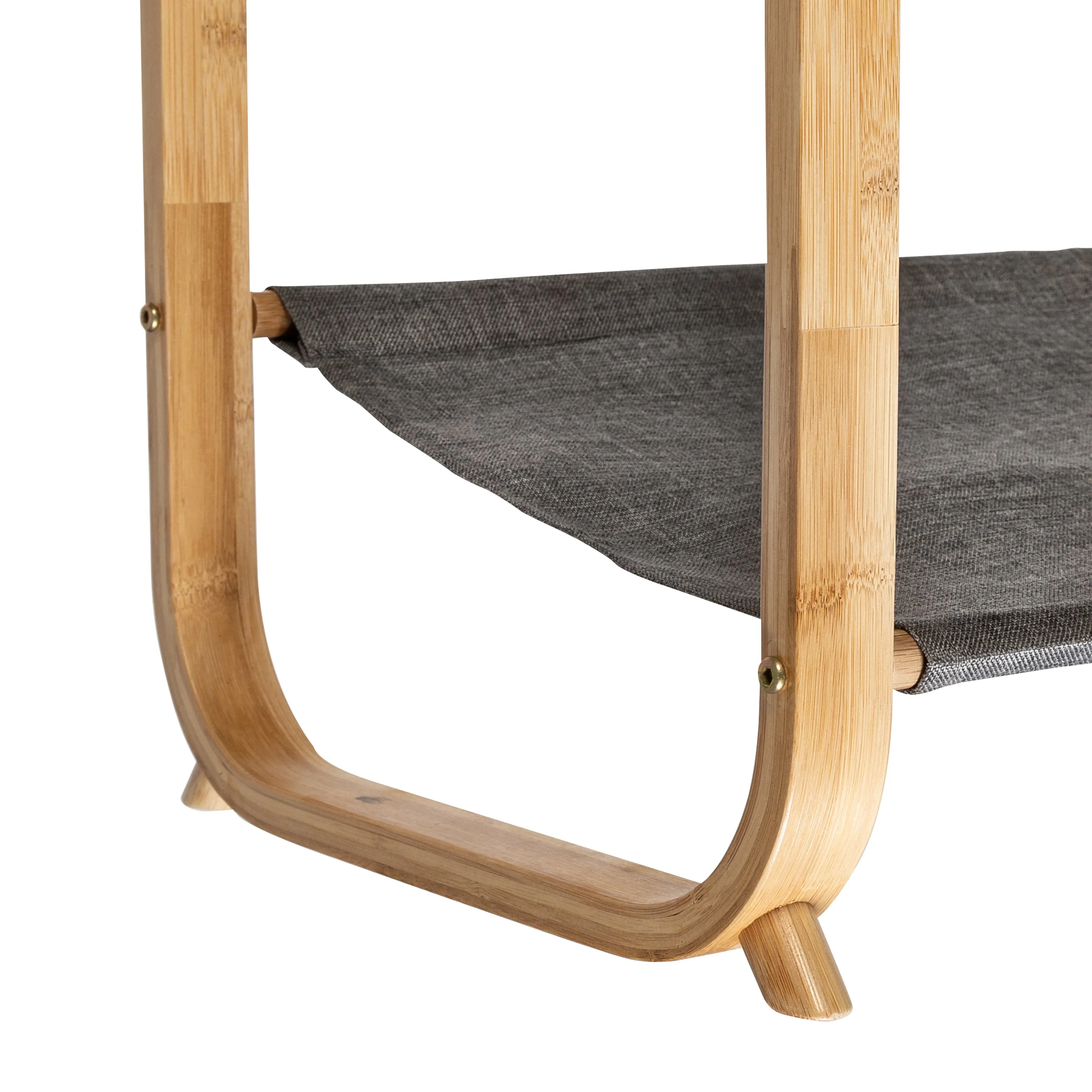 Bamboo and Gray Canvas Garment Rack