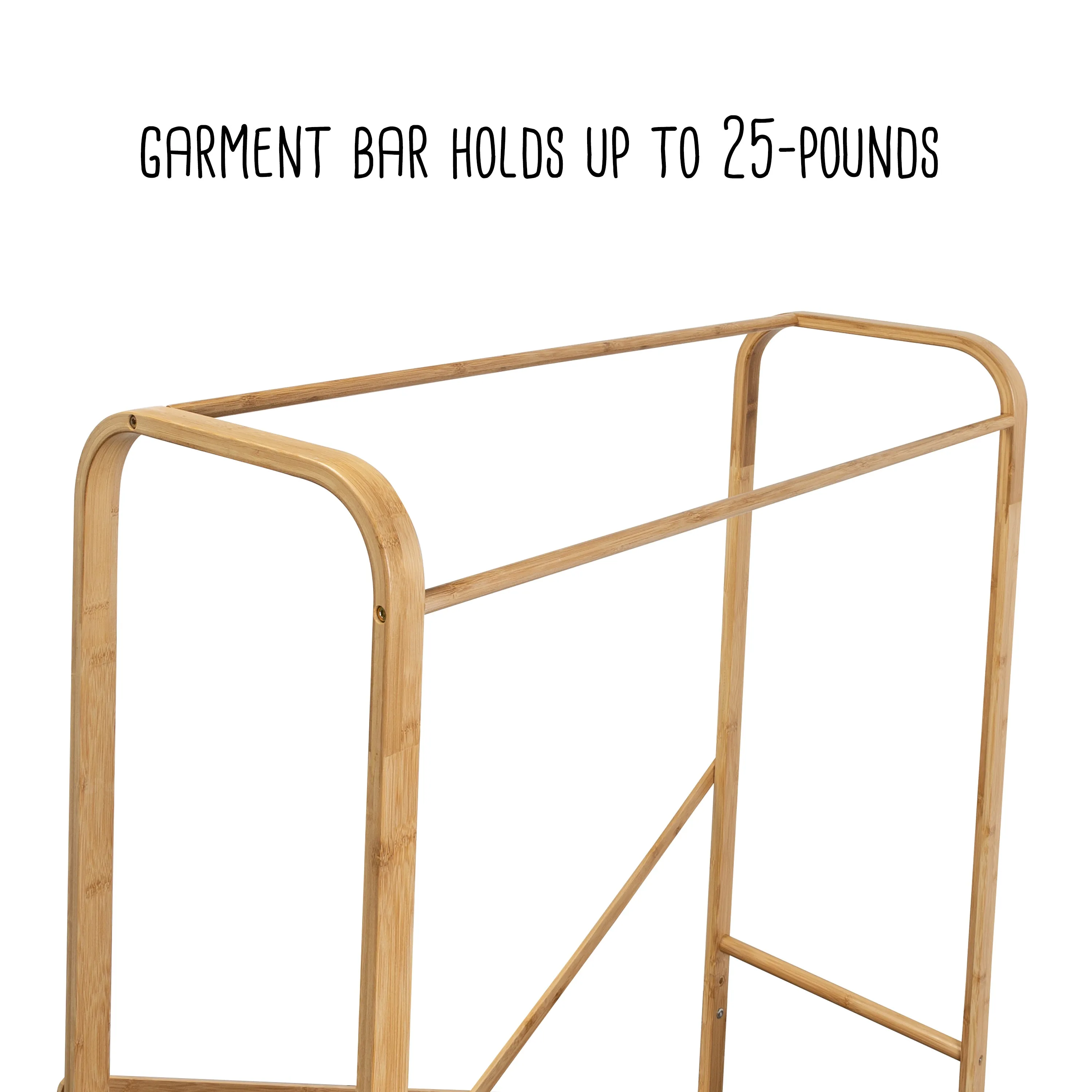 Bamboo and Gray Canvas Garment Rack