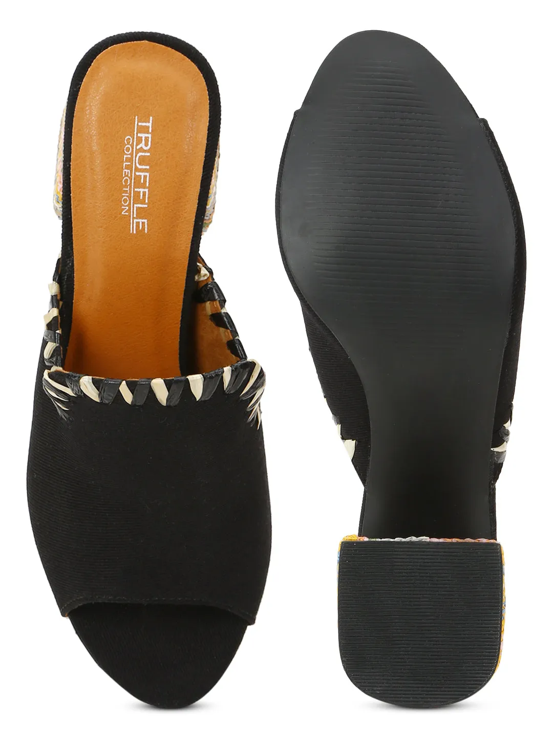 Black Denim Block Sandals (TC-A3218-BLKDEN)