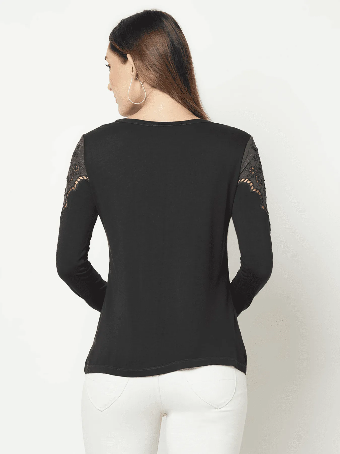 Black Embroidered Cotton Top