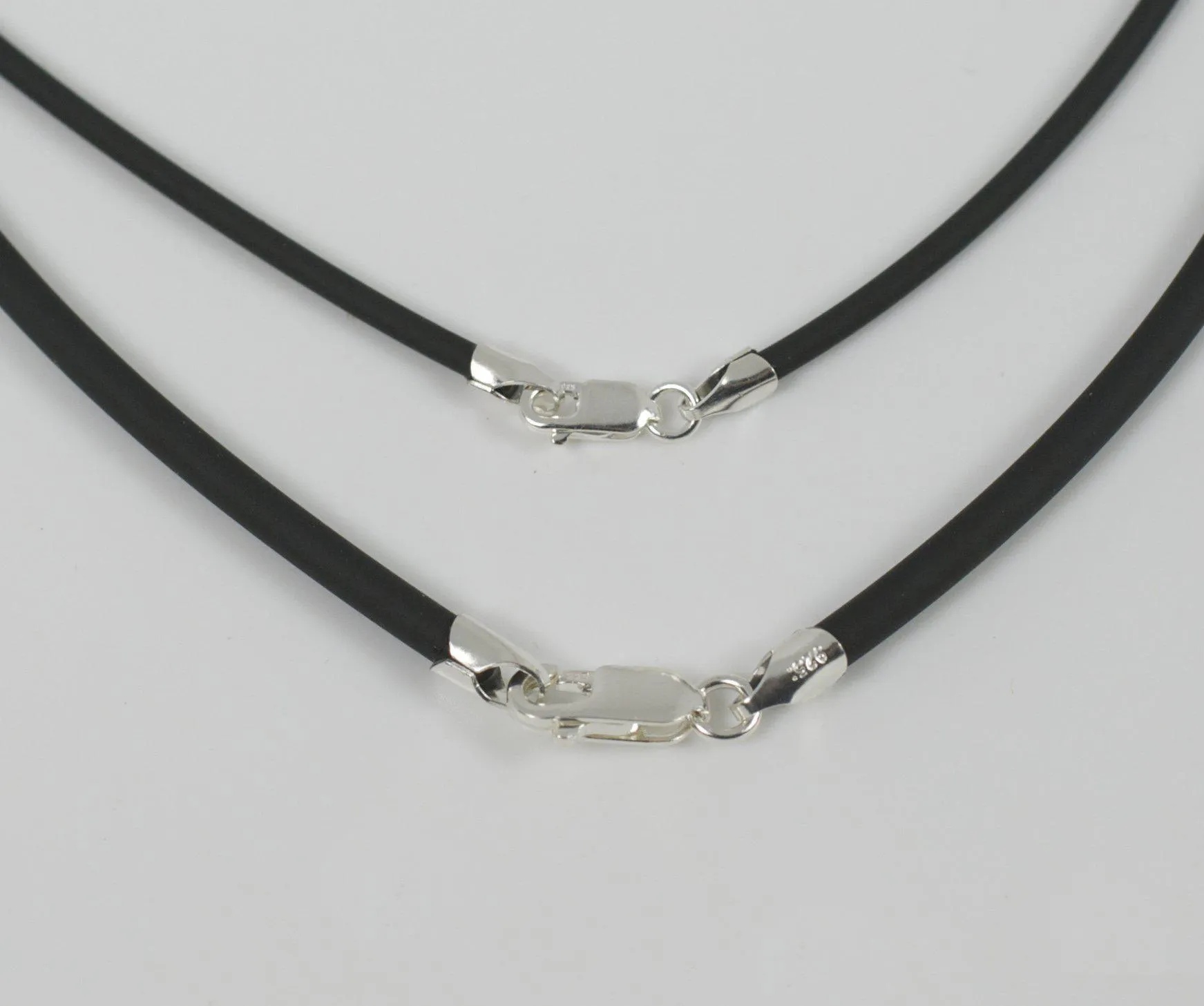 Black Neoprene Cord with Silver Clasp Necklace