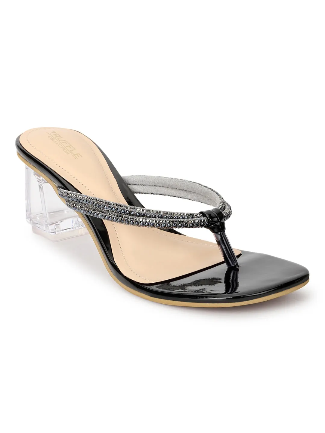 Black Patent Block Sandals (TC-ST-018-BLK)