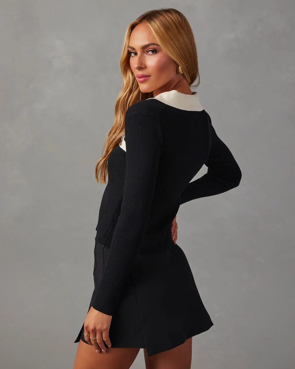 Christine Contrast Collared Cardigan