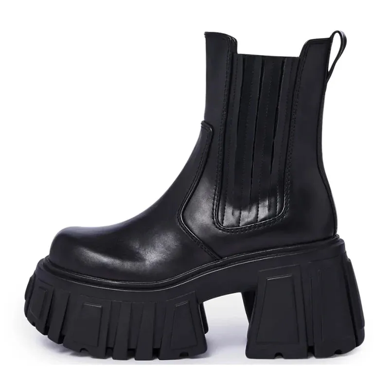 Chunky Heel Platform Chelsea Boots