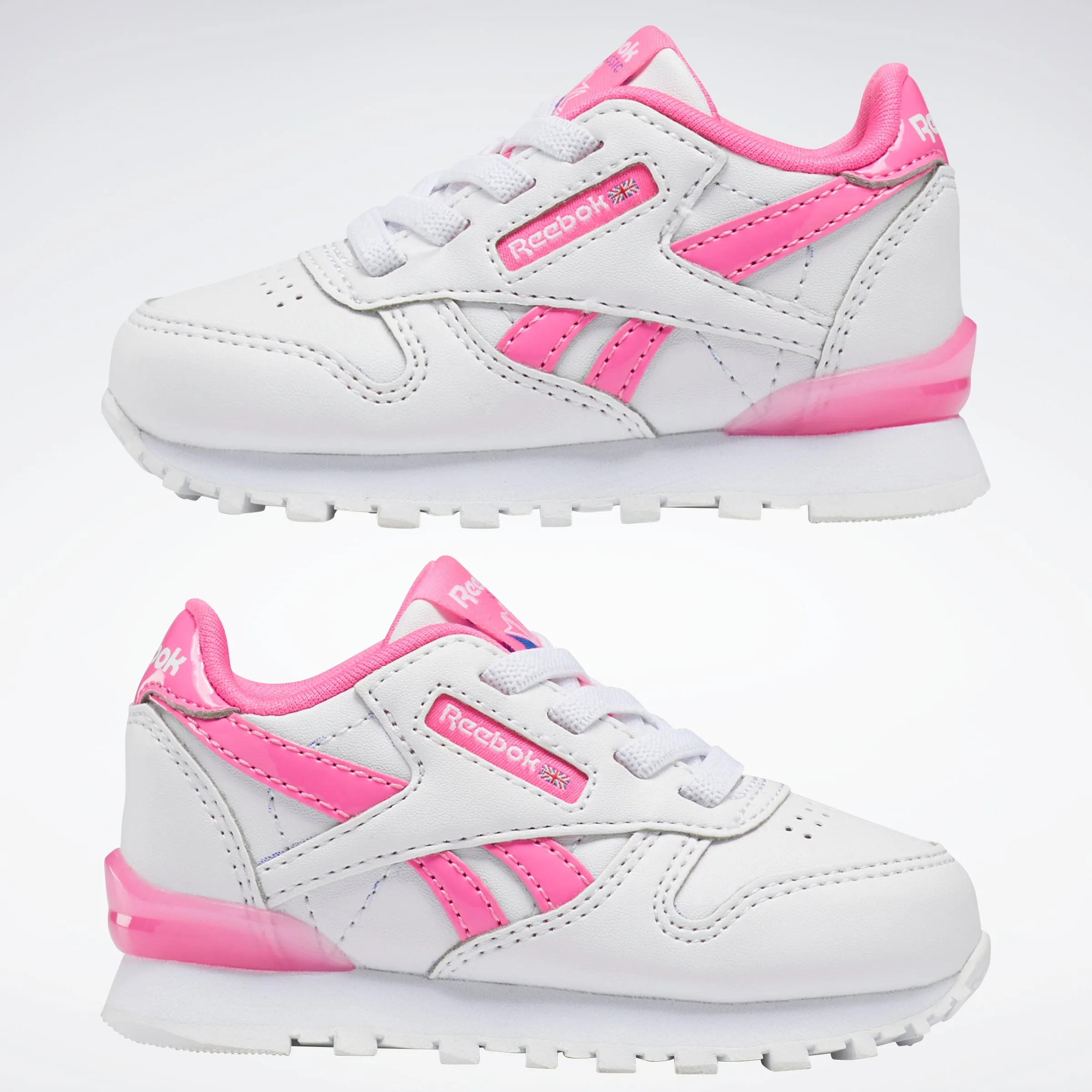 Classic Leather Step N Flash White/White/Atomic Pink