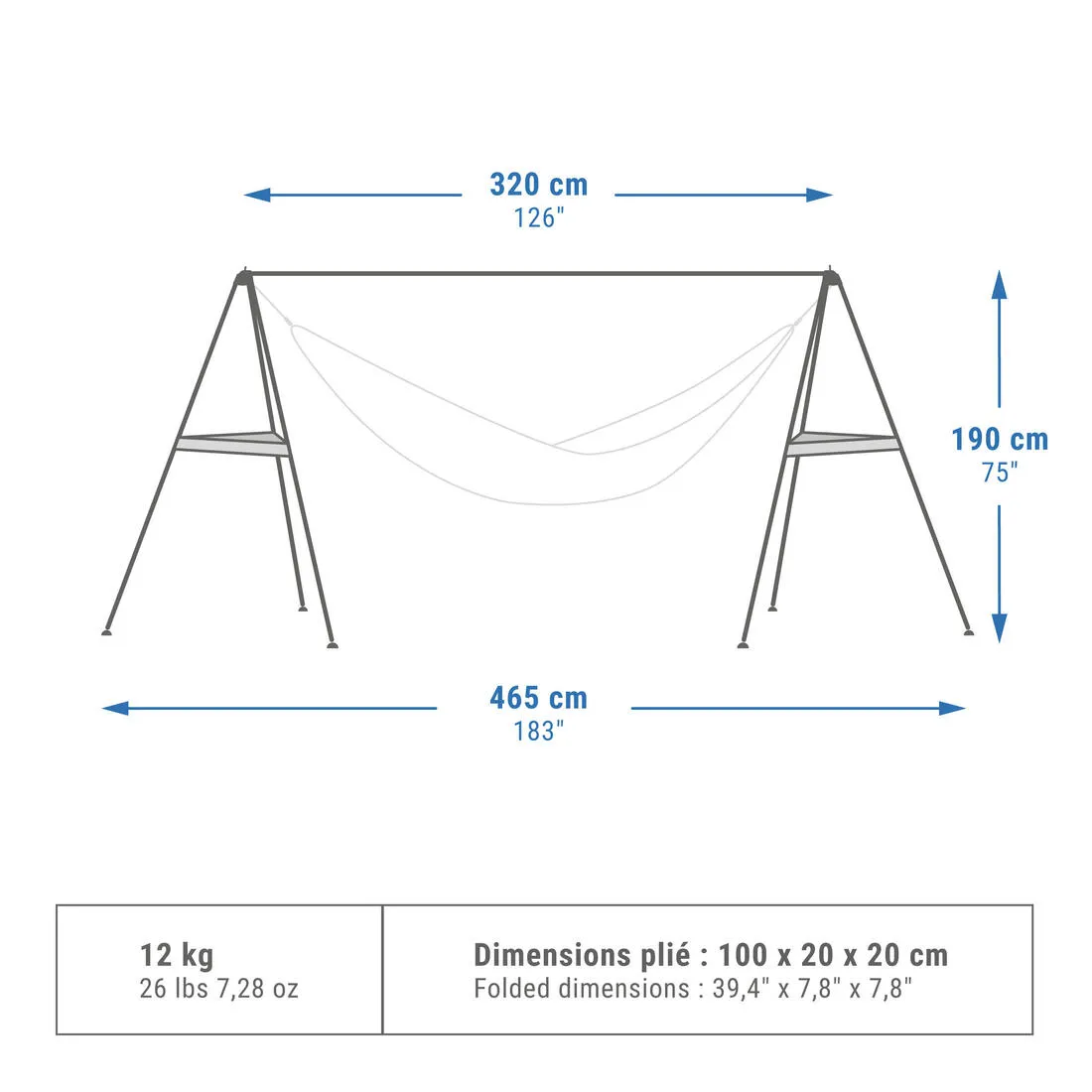 COMPACT HAMMOCK SUPPORT FOR CAMPING - Black