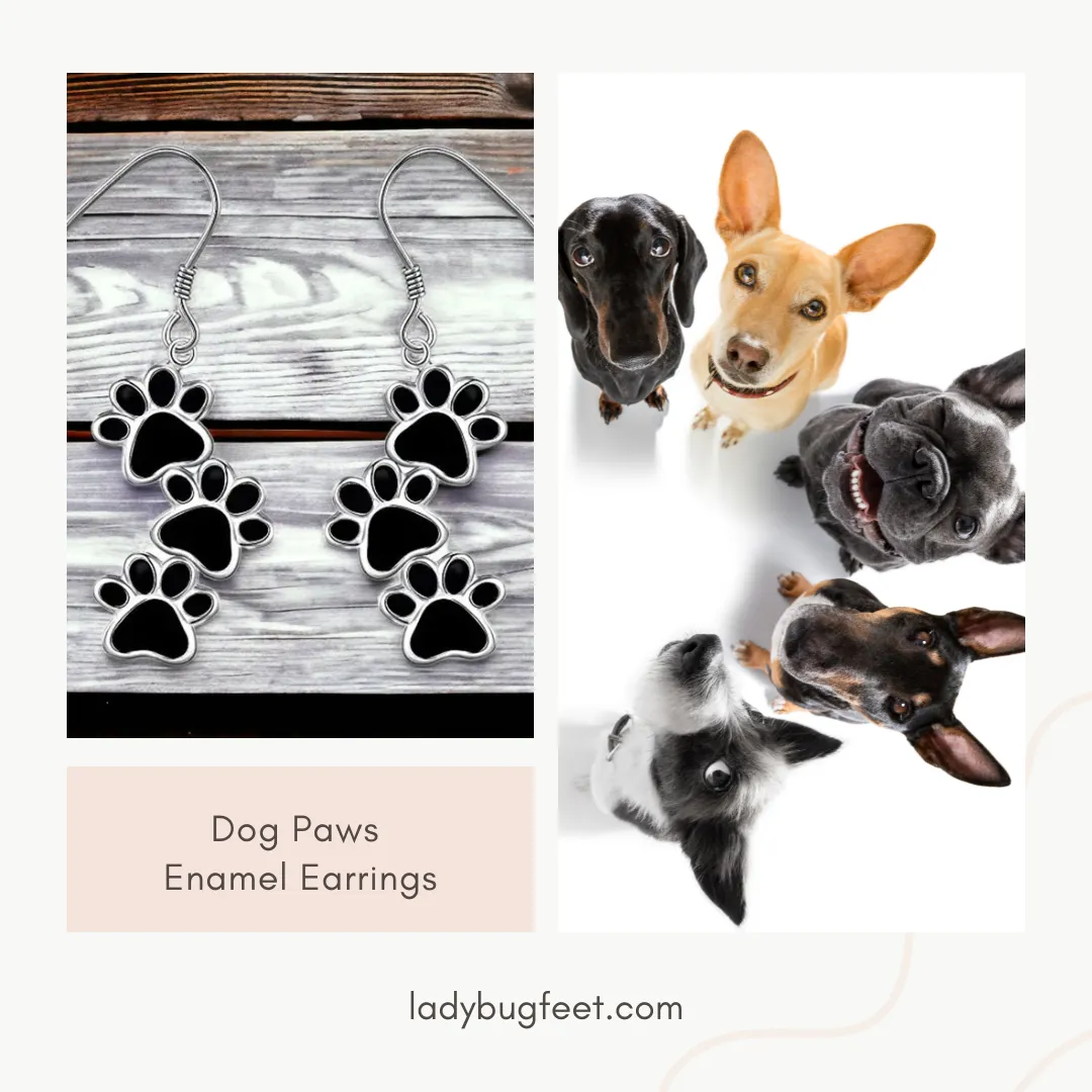 Dog Paws Enamel Earrings