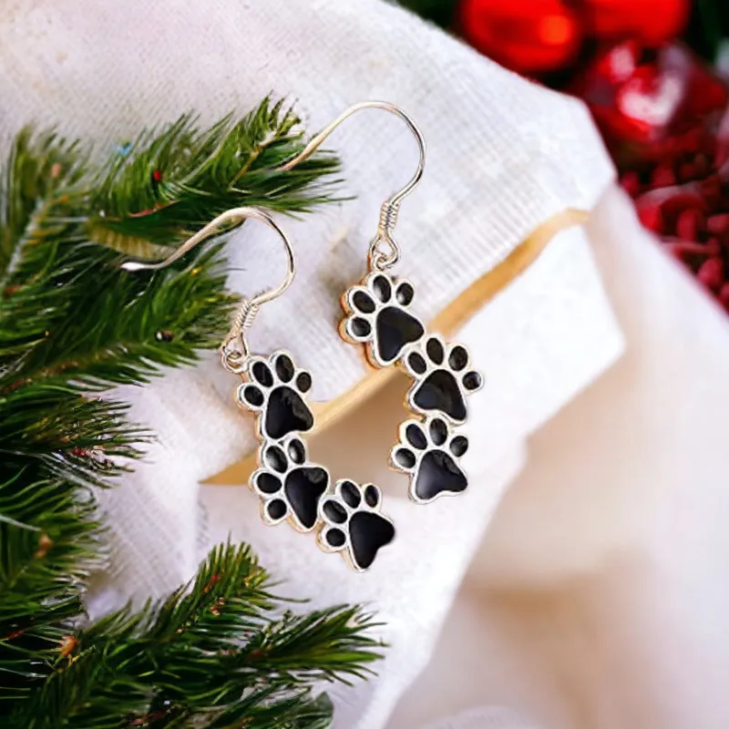 Dog Paws Enamel Earrings