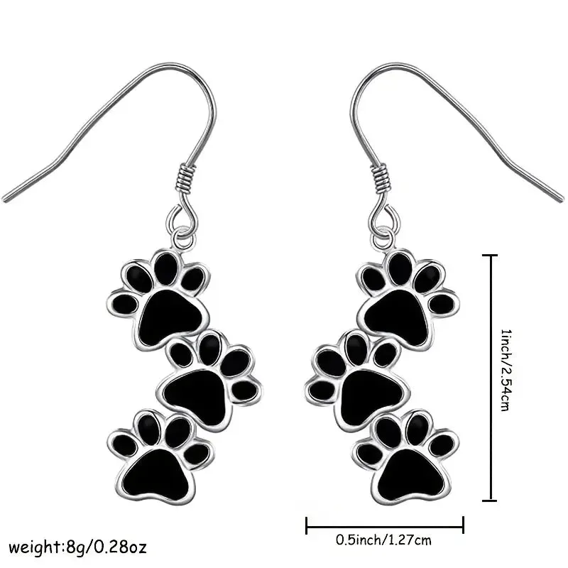 Dog Paws Enamel Earrings