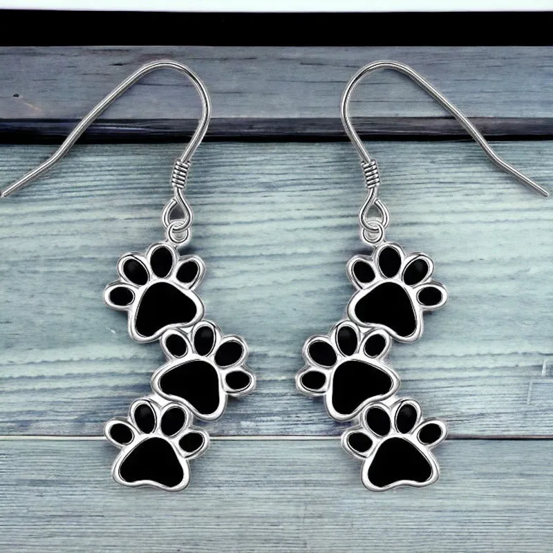 Dog Paws Enamel Earrings