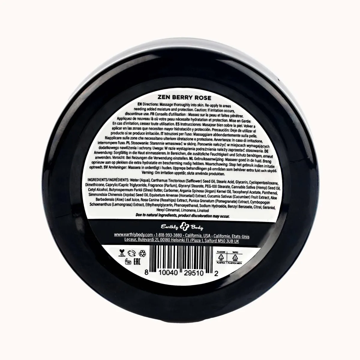 Earthly Body Hemp Seed Skin Butter - Zen Berry Rose, 8oz/227g