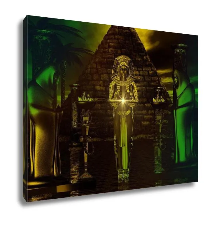 Gallery Wrapped Canvas, Egyptian Temple Haunting Digital Art Fantasy Scene Of Egyptian Pyramid With