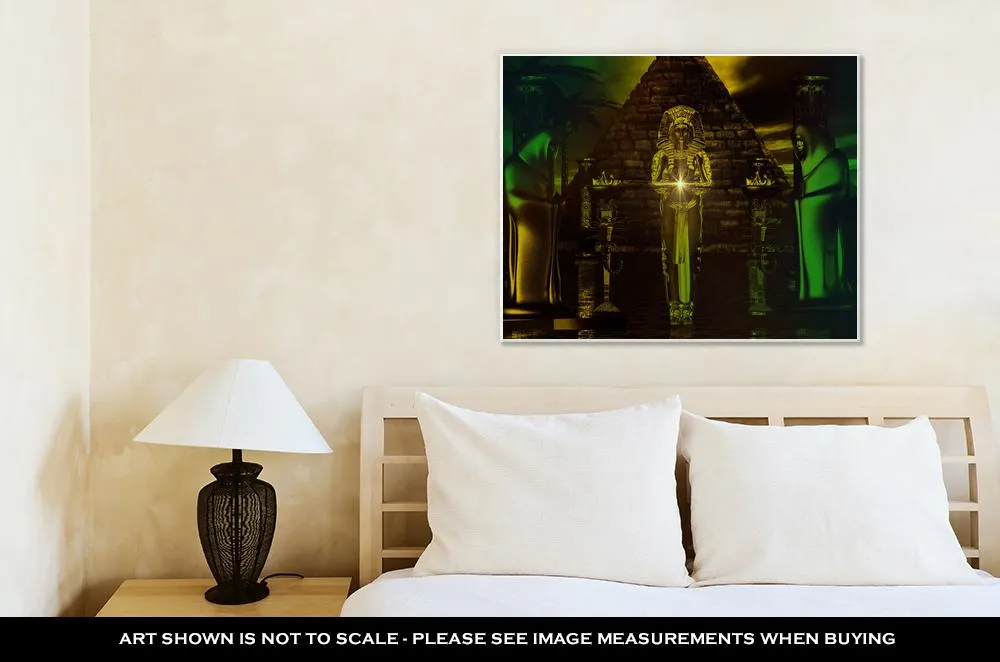 Gallery Wrapped Canvas, Egyptian Temple Haunting Digital Art Fantasy Scene Of Egyptian Pyramid With