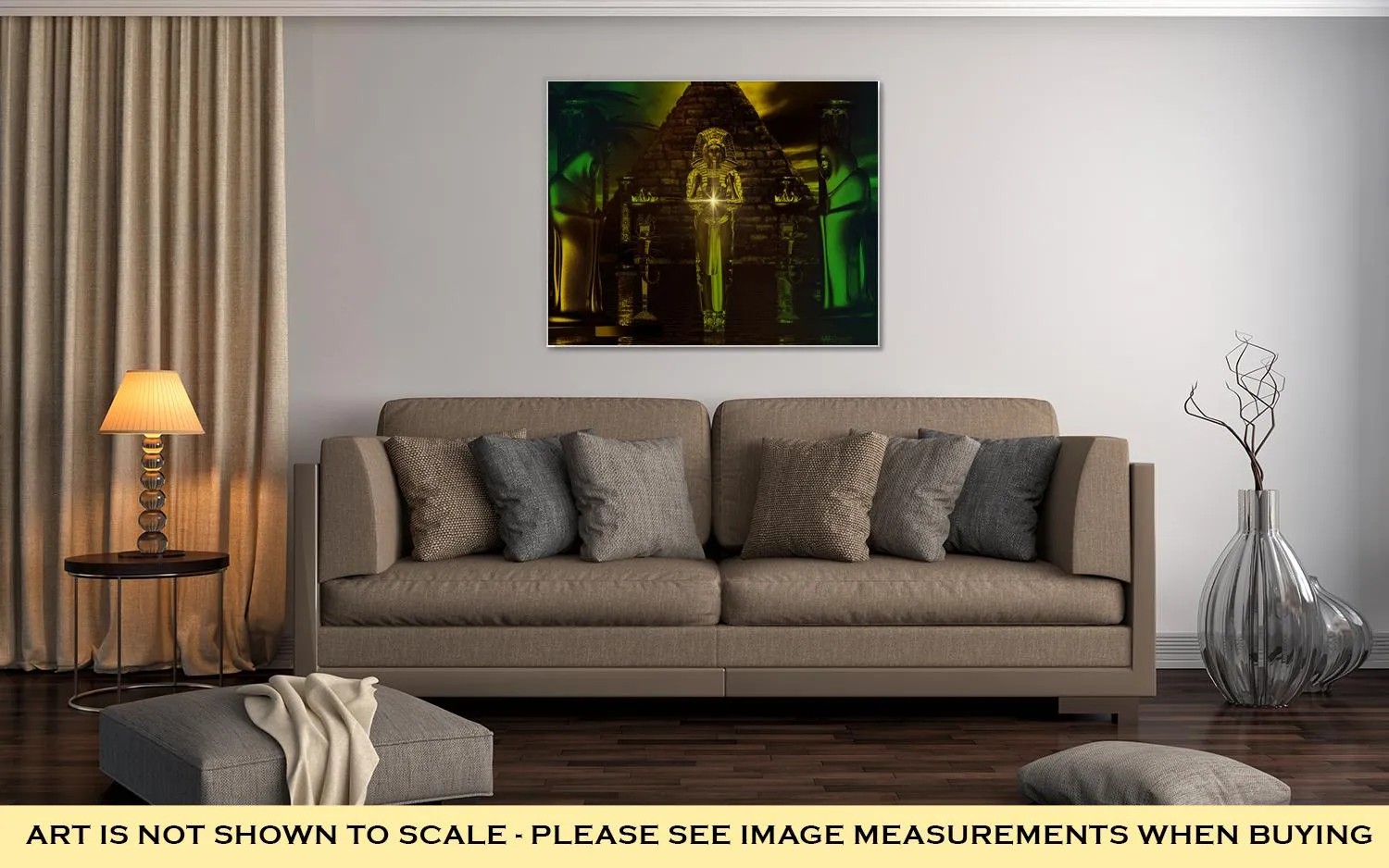 Gallery Wrapped Canvas, Egyptian Temple Haunting Digital Art Fantasy Scene Of Egyptian Pyramid With