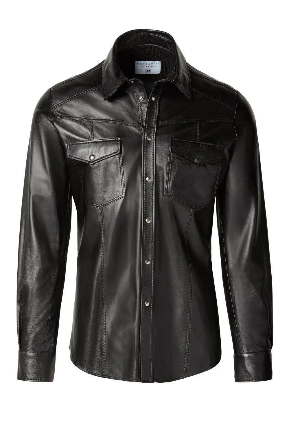 Genuine Lambskin Leather Shirt - Black