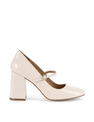 Gigi Block Heel Pump - Chalk Patent Leather