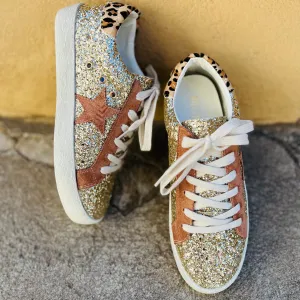 Gold Glistening Star Sneakers