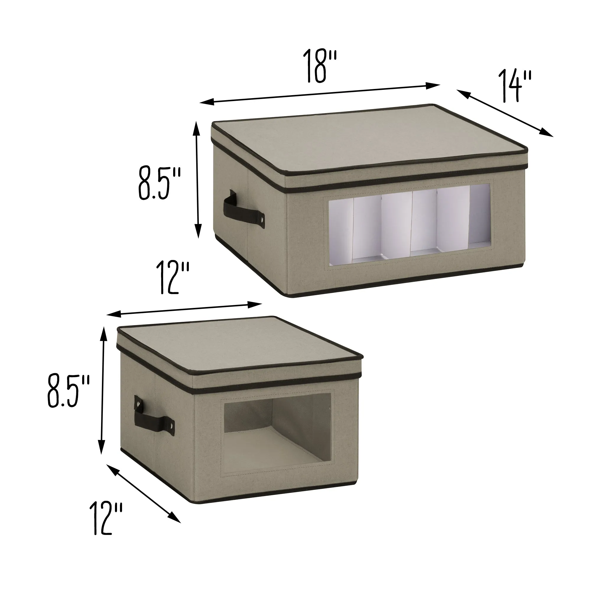 Gray 2-Pack Fabric Closet Storage Box with Lid, Clear-View Window & Removable Dividers