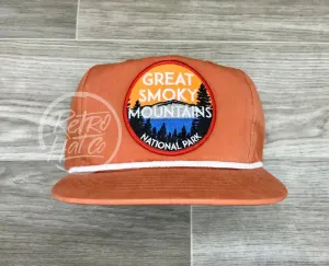 Great Smoky Mountains Nat’l Park (red border) on Orange Poly Rope Hat