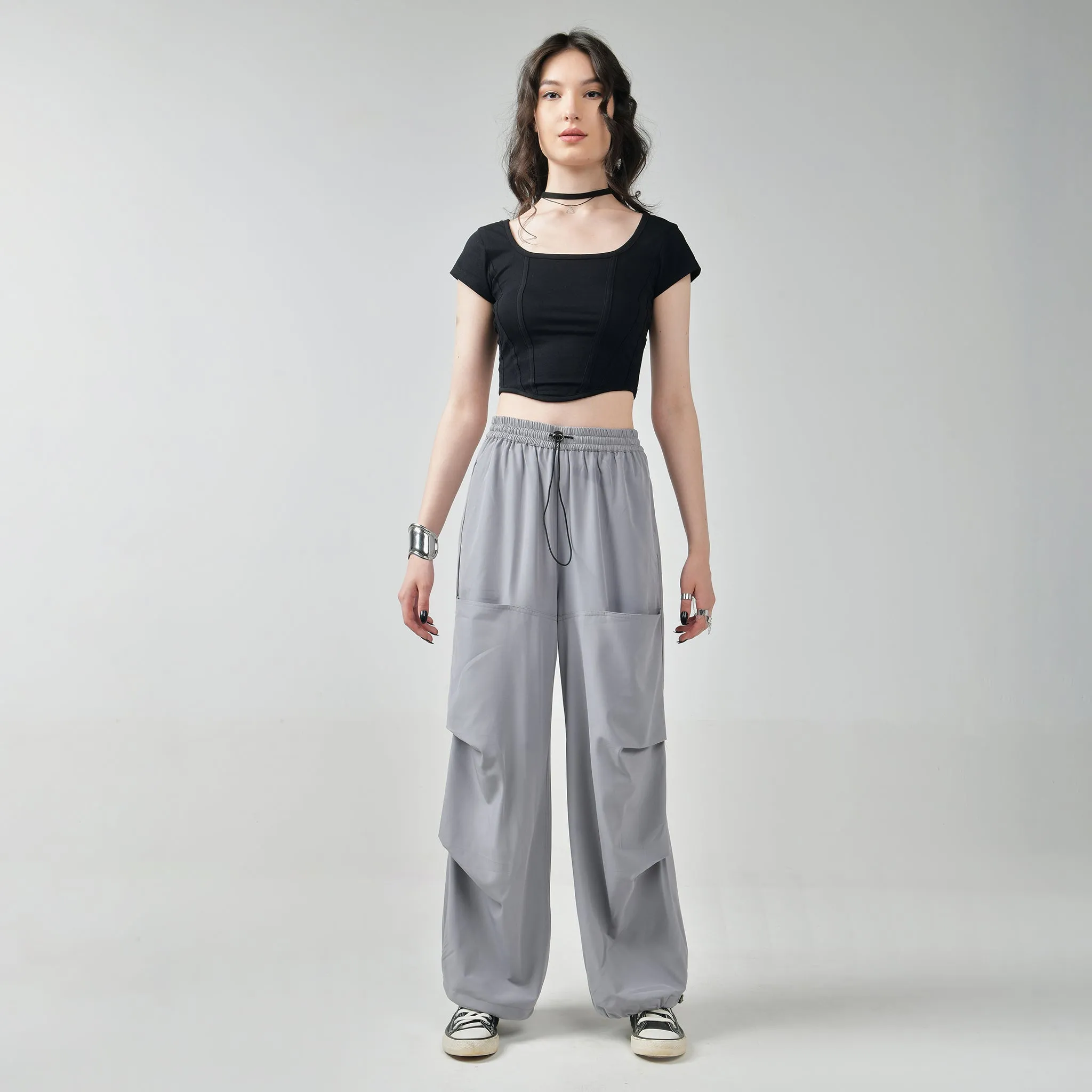 Grey & Blue Air Parachute Pants