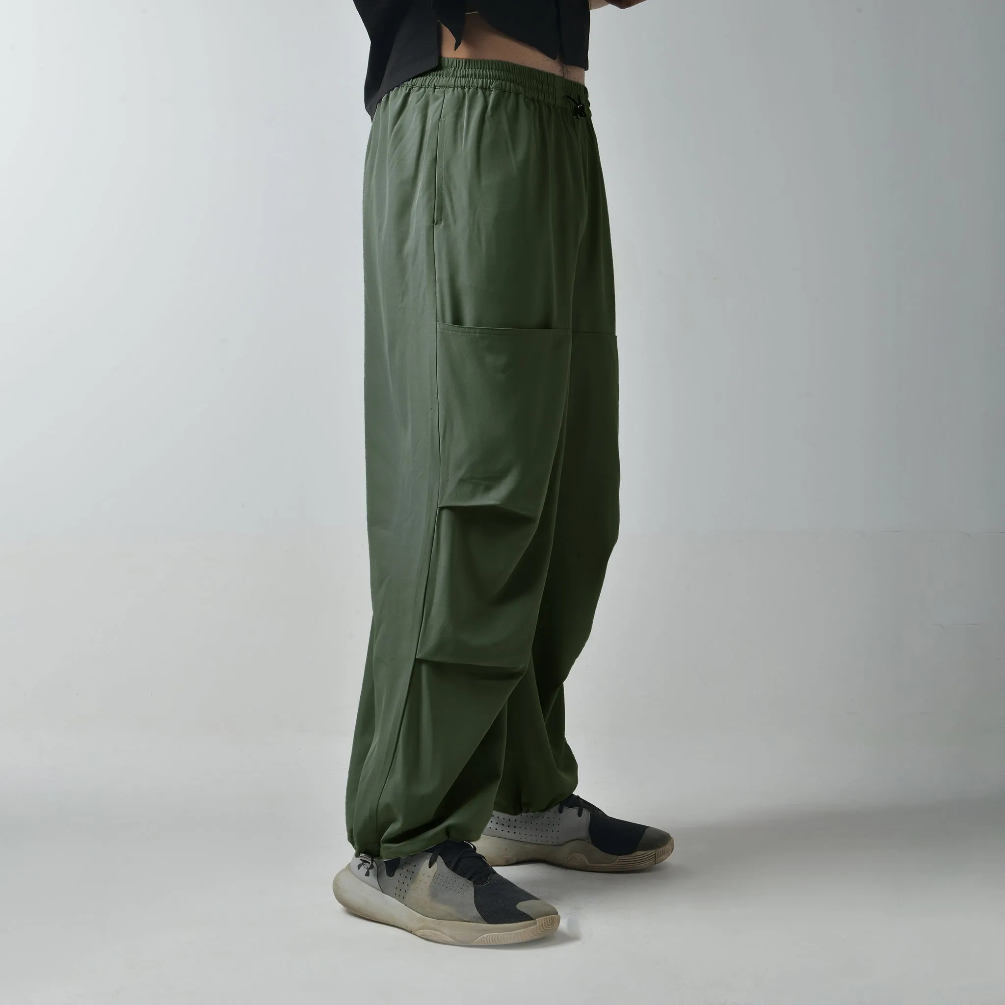 Olive Air Parachute Pants For Men