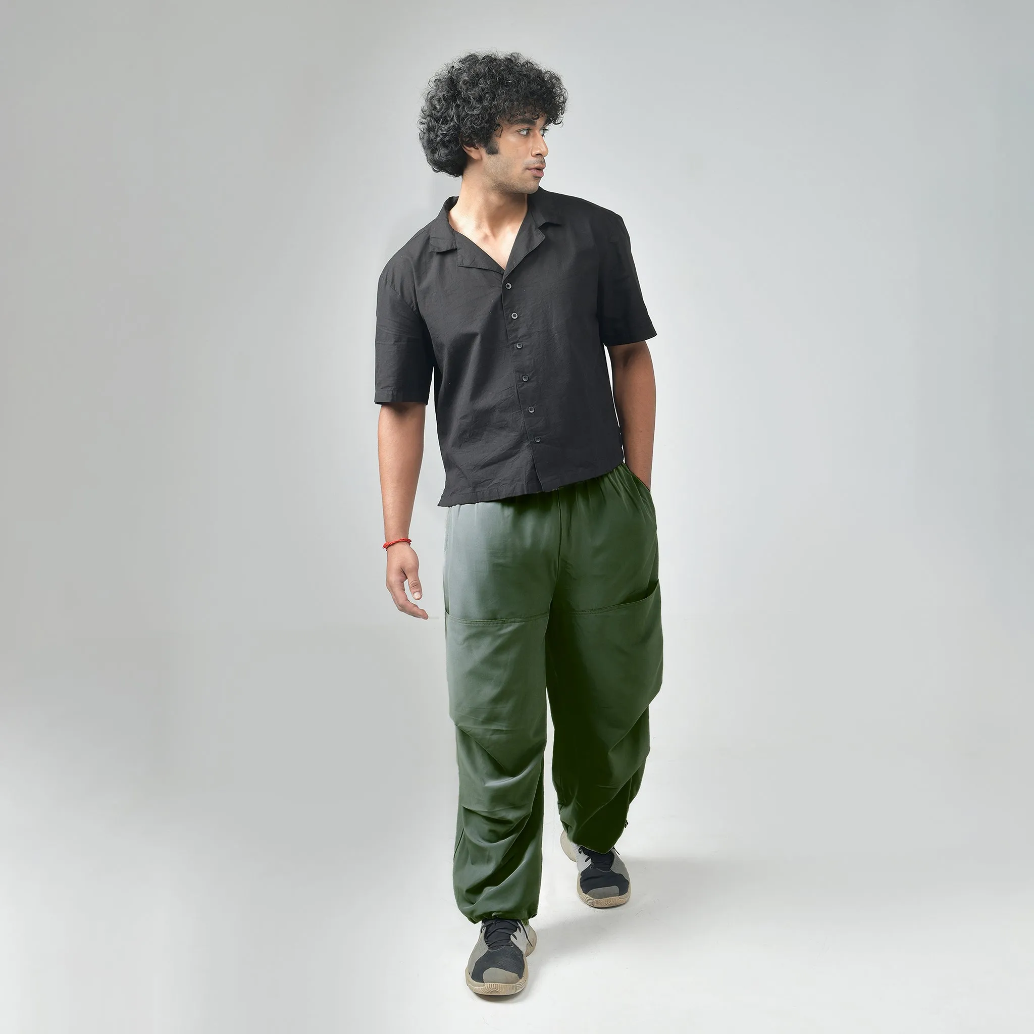 Olive Air Parachute Pants For Men