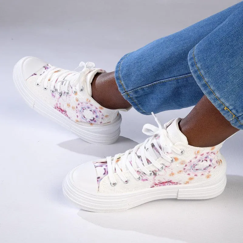 Pierre Cardin Anglaise 1 Floral Sneaker - White/Pink