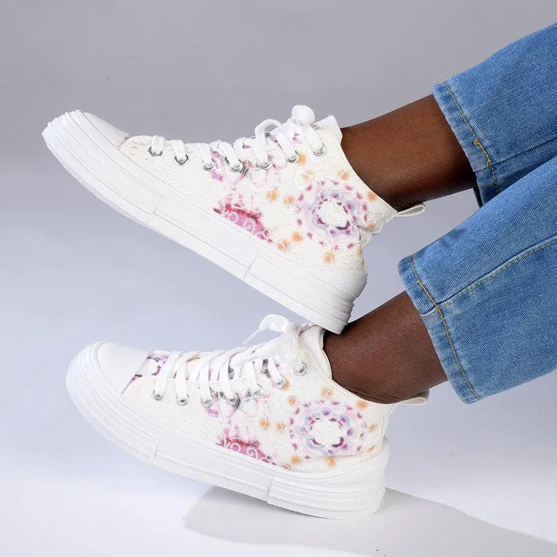 Pierre Cardin Anglaise 1 Floral Sneaker - White/Pink