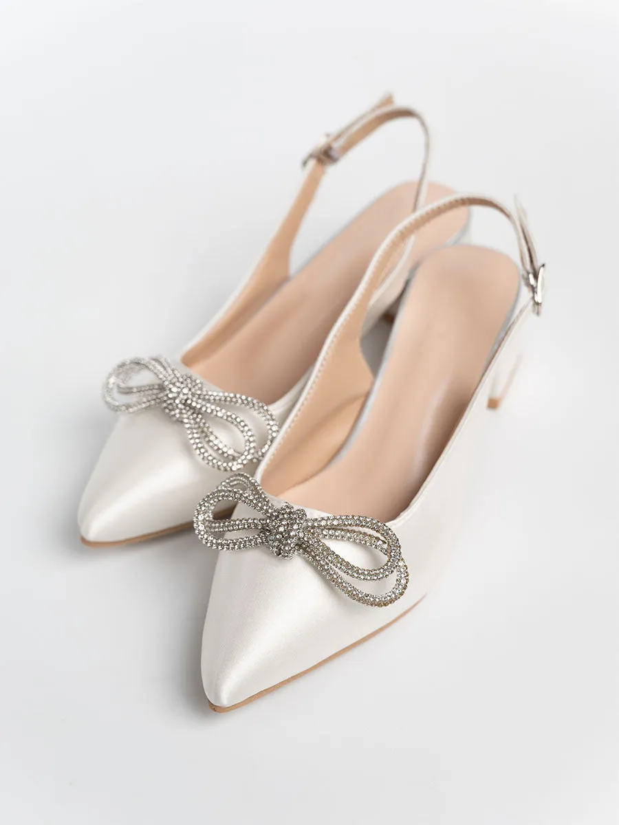 Ribbon Rhinestone Slingback