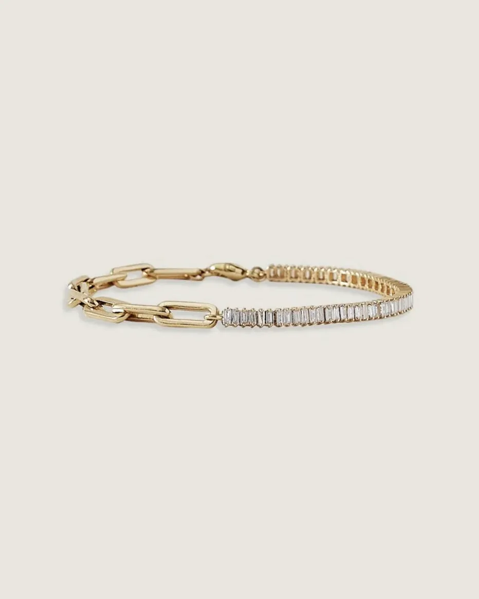 Serena Baguette Tennis Link Bracelet Diamond