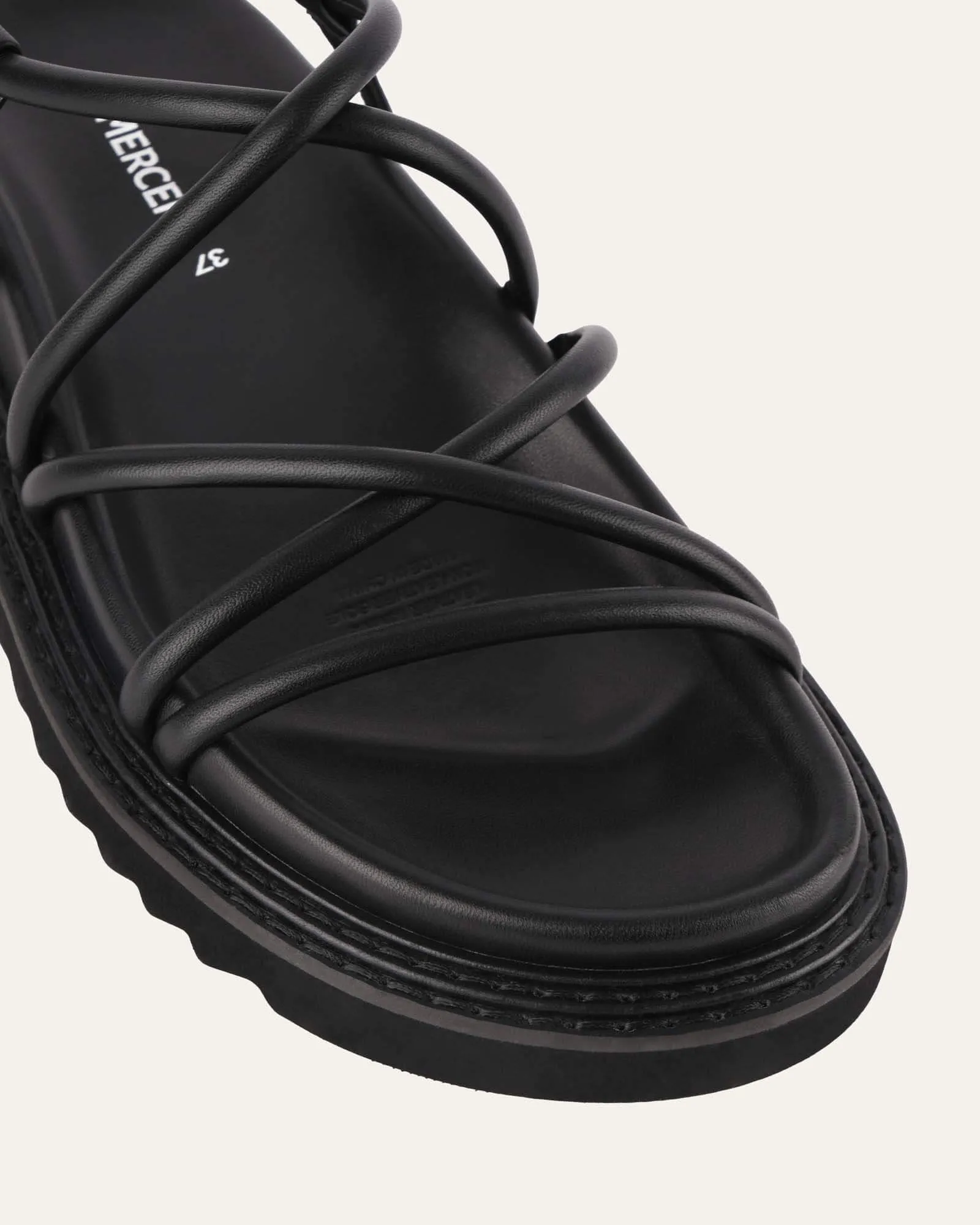 VIOLA FLAT SANDALS BLACK LEATHER