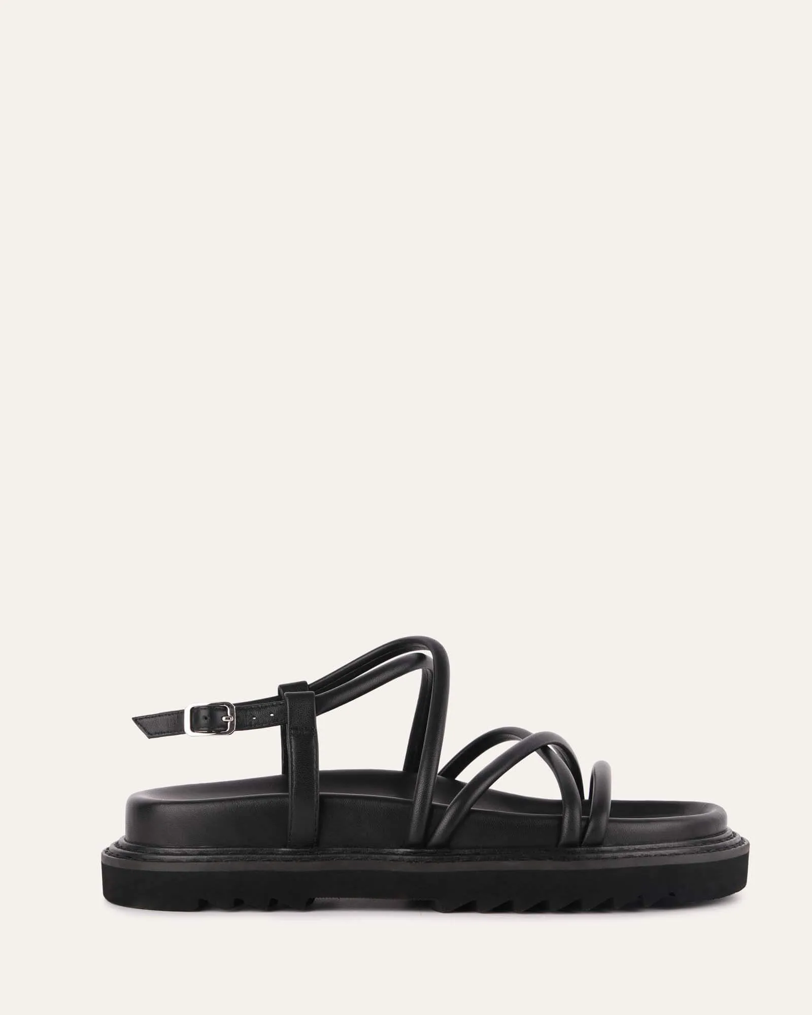 VIOLA FLAT SANDALS BLACK LEATHER